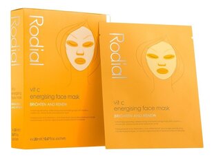 Осветляющая маска для лица Rodial Vit C Energizing Face Mask Brighten And Renew, 4 x 20 мл цена и информация | Маски для лица, патчи для глаз | pigu.lt