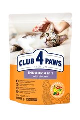CLub 4 Paws Premium suaugusioms katėms, gyvenančioms patalpose Indoor 4 in 1 su vištiena, 900 g kaina ir informacija | Sausas maistas katėms | pigu.lt