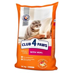 CLUB 4 PAWS PREMIUM pilnavertis sausas maistas suaugusioms katėms su veršiena, 14 kg kaina ir informacija | Sausas maistas katėms | pigu.lt