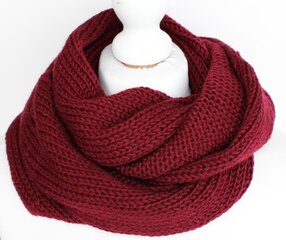 Вязаный шарф из шерсти мериноса, бордовый цена и информация | Шарф женский | pigu.lt