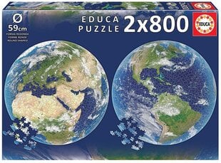 Dėlionė Planet Earth Educa Ø 59 cm 2 x 800 dalių kaina ir informacija | Dėlionės (puzzle) | pigu.lt