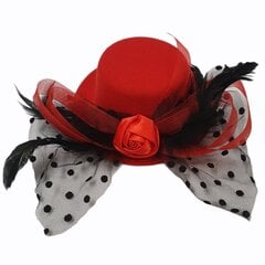 Puošni proginė skrybėlaitė SK_0522-0270, raudona kaina ir informacija | Karnavaliniai kostiumai | pigu.lt