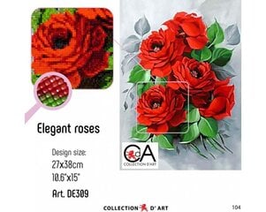 Картина стразами в технике алмазной вышивки "Изысканные розы" Collection D'Art 27x38cm цена и информация | Алмазная мозаика | pigu.lt