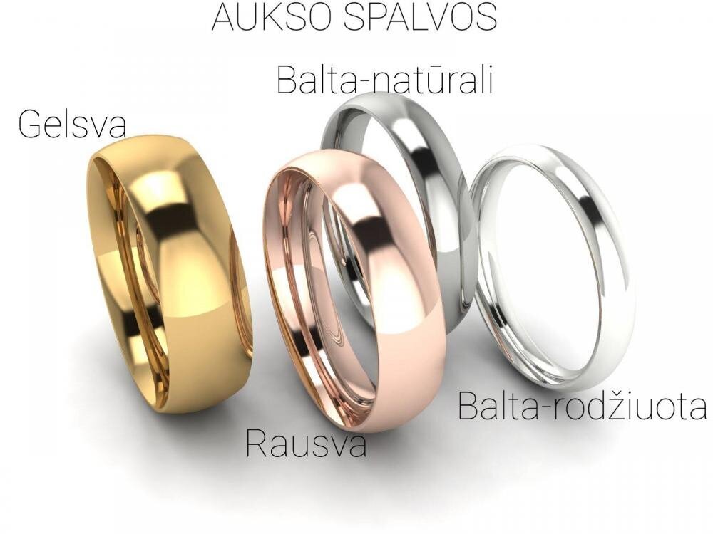 Klasikiniai balto aukso vestuviniai žiedai 4mm kaina ir informacija | Žiedai | pigu.lt