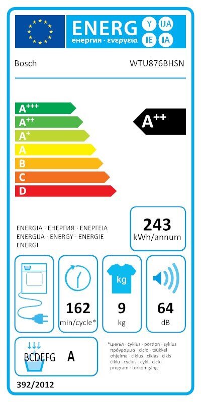 Bosch WTU876BHSN kaina ir informacija | Džiovyklės | pigu.lt