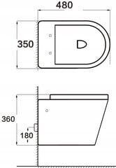 Туалет Mexen Rico Rimless Slim Duroplast с медленно сдвигающейся крышкой, черный цена и информация | Унитазы | pigu.lt