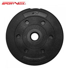 Diskinis svoris SportVida Rubbered Universal Disc 2.5 kg, 26 mm kaina ir informacija | Svoriai, svarmenys, štangos | pigu.lt