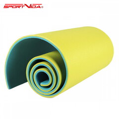 2-слойный не скользкий коврик для тренировок фитнеса и йоги SportVida XPE (180x50x1 см), зеленый цена и информация | Коврики для йоги, фитнеса | pigu.lt