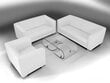 Minkštų baldų komplektas Ropez Chicago 3+2+1, baltas kaina ir informacija | Minkštų baldų komplektai | pigu.lt