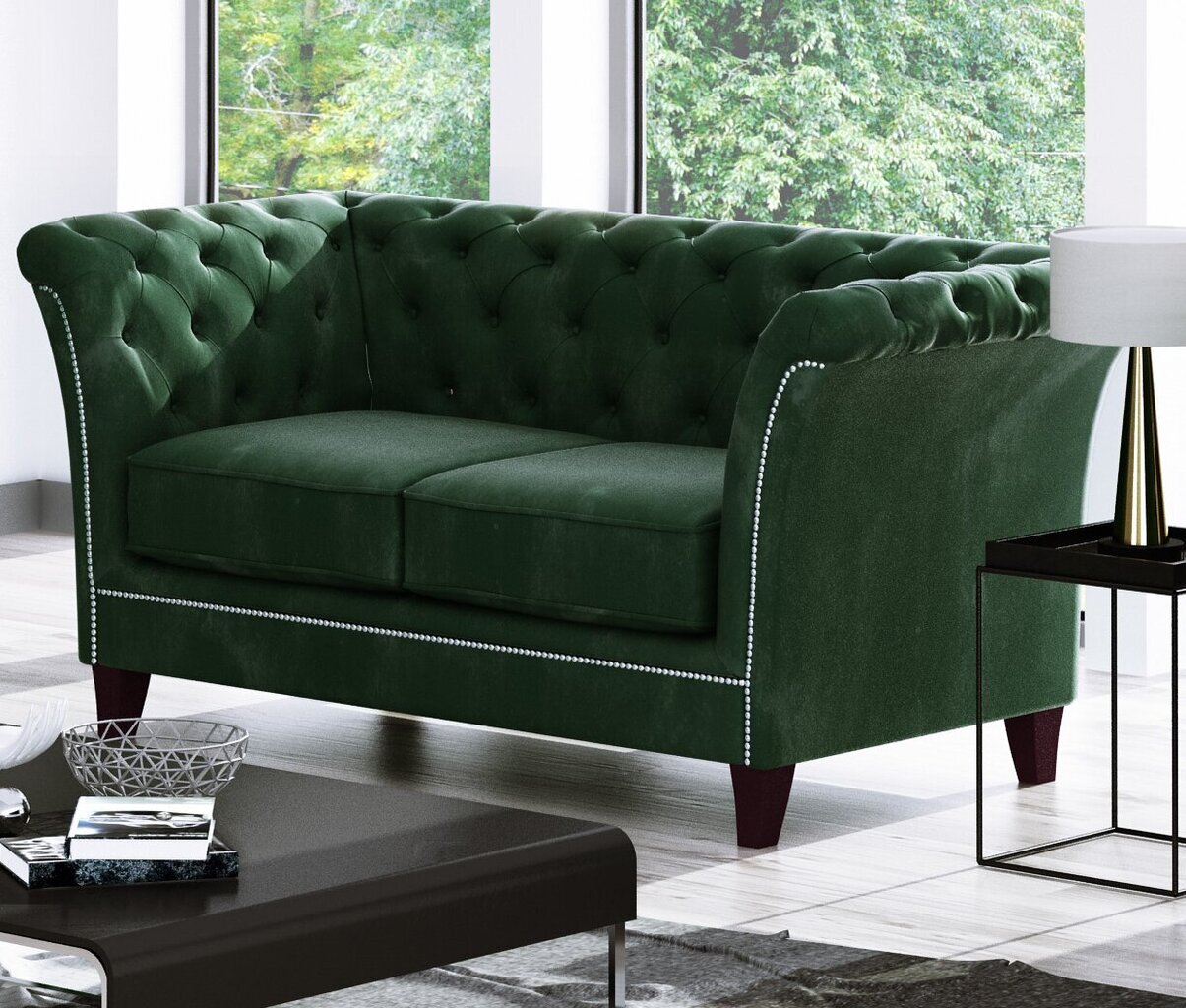 Sofa Ropez Derby 2, žalia kaina ir informacija | Sofos | pigu.lt