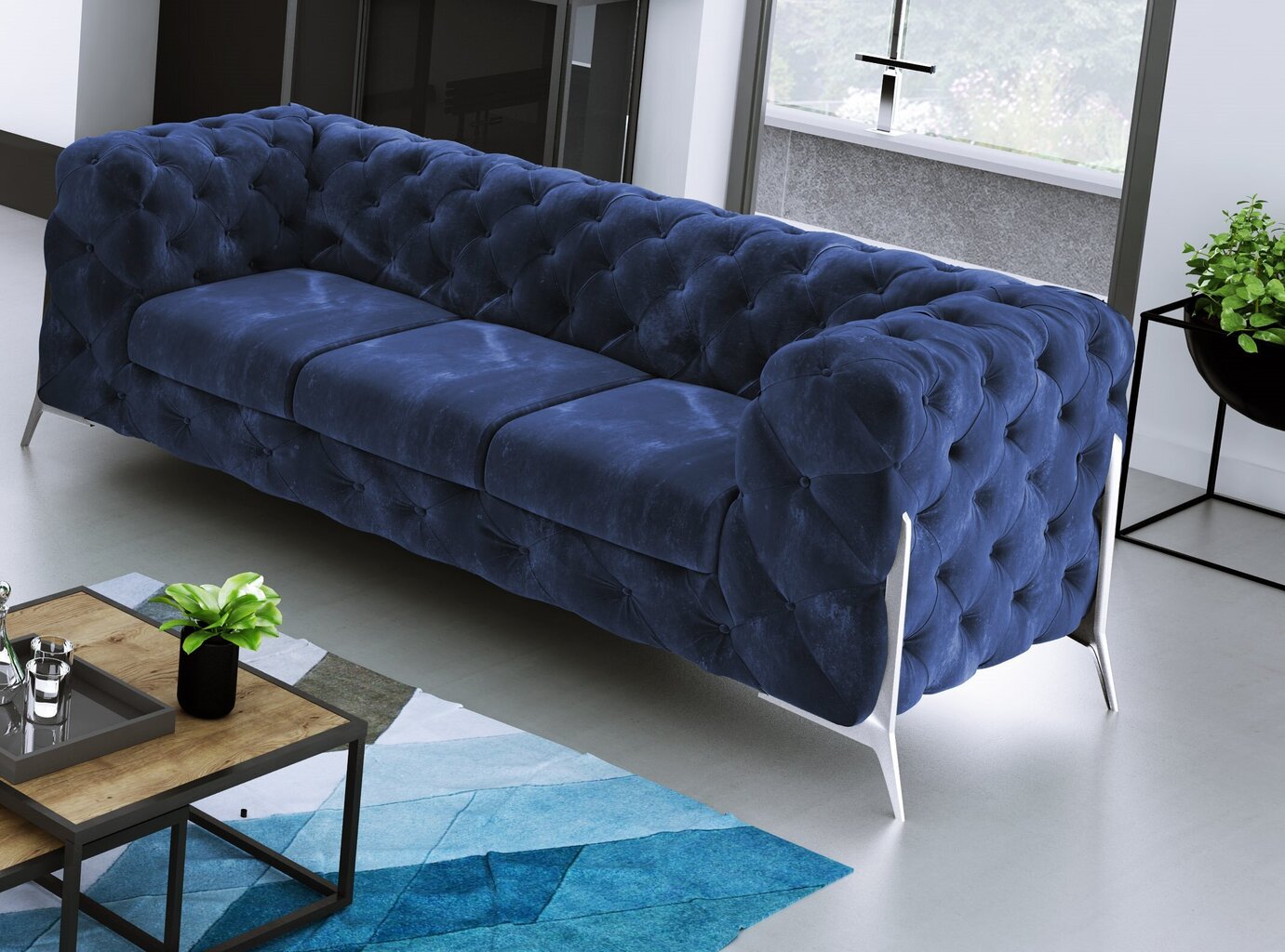 Sofa Ropez Chelsea Bis 3S, mėlyna цена и информация | Sofos | pigu.lt