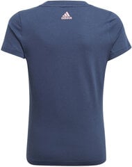 Marškinėliai mergaitėms Adidas G Lin T Blue GN4051, mėlyni kaina ir informacija | Adidas Drabužiai mergaitėms | pigu.lt