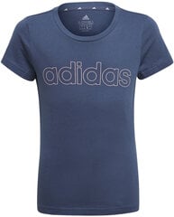 Marškinėliai mergaitėms Adidas G Lin T Blue GN4051, mėlyni kaina ir informacija | Adidas Drabužiai mergaitėms | pigu.lt