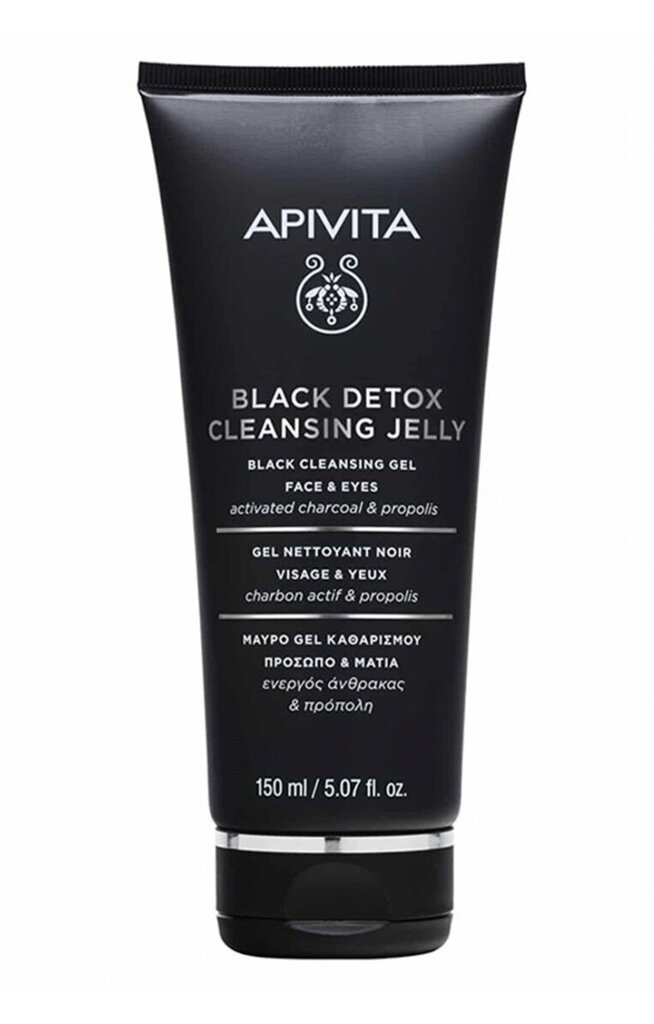 Valomasis veido gelis Apivita Black Detox, 150 ml цена и информация | Veido prausikliai, valikliai | pigu.lt