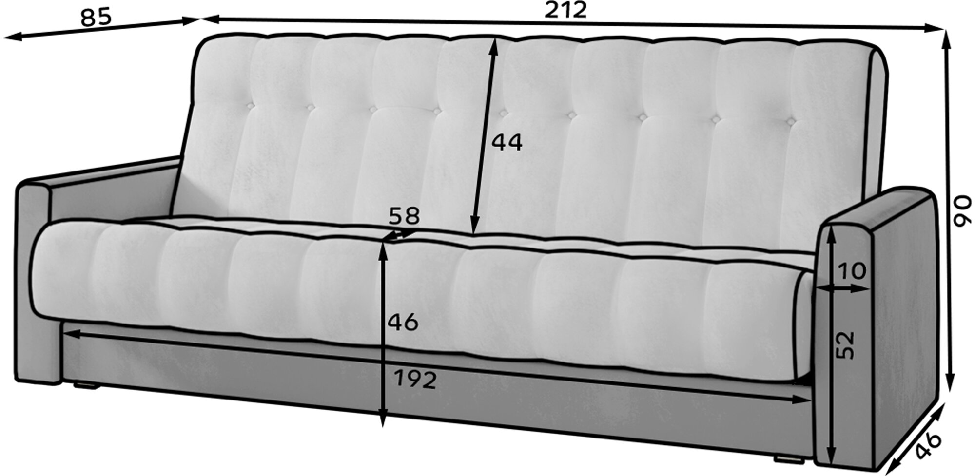 Sofa-lova NORE Garett 03, pilka/balta kaina ir informacija | Sofos | pigu.lt