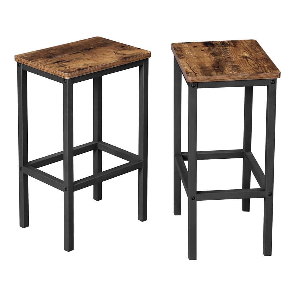 2-jų baro kėdžių komplektas Songmics, rudas/juodas kaina ir informacija | Virtuvės ir valgomojo kėdės | pigu.lt