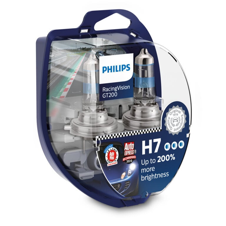 Automobilio lemputė Philips H7 12V 55W Racing Vision + 200%, 2 vnt. pūslelė kaina ir informacija | Automobilių lemputės | pigu.lt