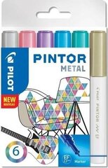 Permanentinių žymeklių rinkinys Pilot Pintor Metallic 1.4mm, 6 spalvos цена и информация | Принадлежности для рисования, лепки | pigu.lt