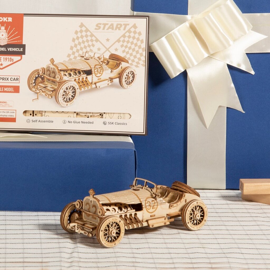 Konstruktorius Robotime Grand Prix Car, 3D dėlionė, 14 m.+ kaina ir informacija | Konstruktoriai ir kaladėlės | pigu.lt