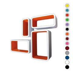 Lentynėlių komplektas CUBE LO01, baltas/oranžinis Balta su oranžiniu vidumi цена и информация | Полки | pigu.lt