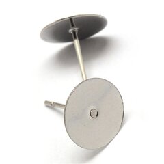 Adatėlės auskarams nerūdijančio plieno su disku 10mm kaina ir informacija | Papuošalų gamybai, vėrimui | pigu.lt