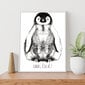 Pieštas paveikslas "Pingvinas" su antspaudais , A4 formatu, baltame rėmelyje kaina ir informacija | Reprodukcijos, paveikslai | pigu.lt