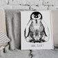 Pieštas paveikslas "Pingvinas" su antspaudais , A3 formatu, baltame rėmelyje kaina ir informacija | Reprodukcijos, paveikslai | pigu.lt