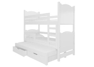 Dviaukštė lova Adrk Furniture Leticia, 180x75/172x75 cm, balta kaina ir informacija | Vaikiškos lovos | pigu.lt