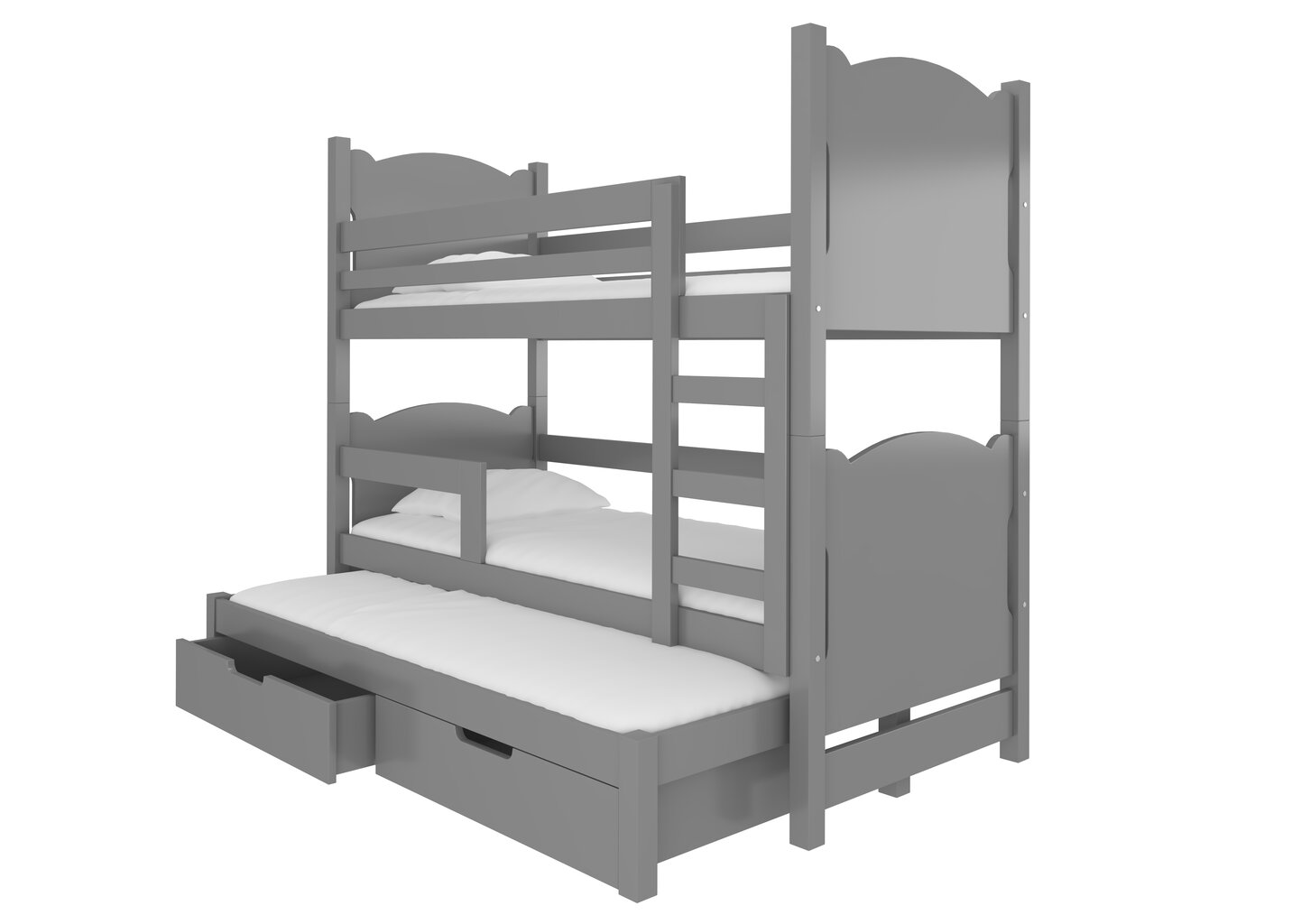 Dviaukštė lova Adrk Furniture Leticia, 180x75/172x75 cm, pilka kaina ir informacija | Vaikiškos lovos | pigu.lt
