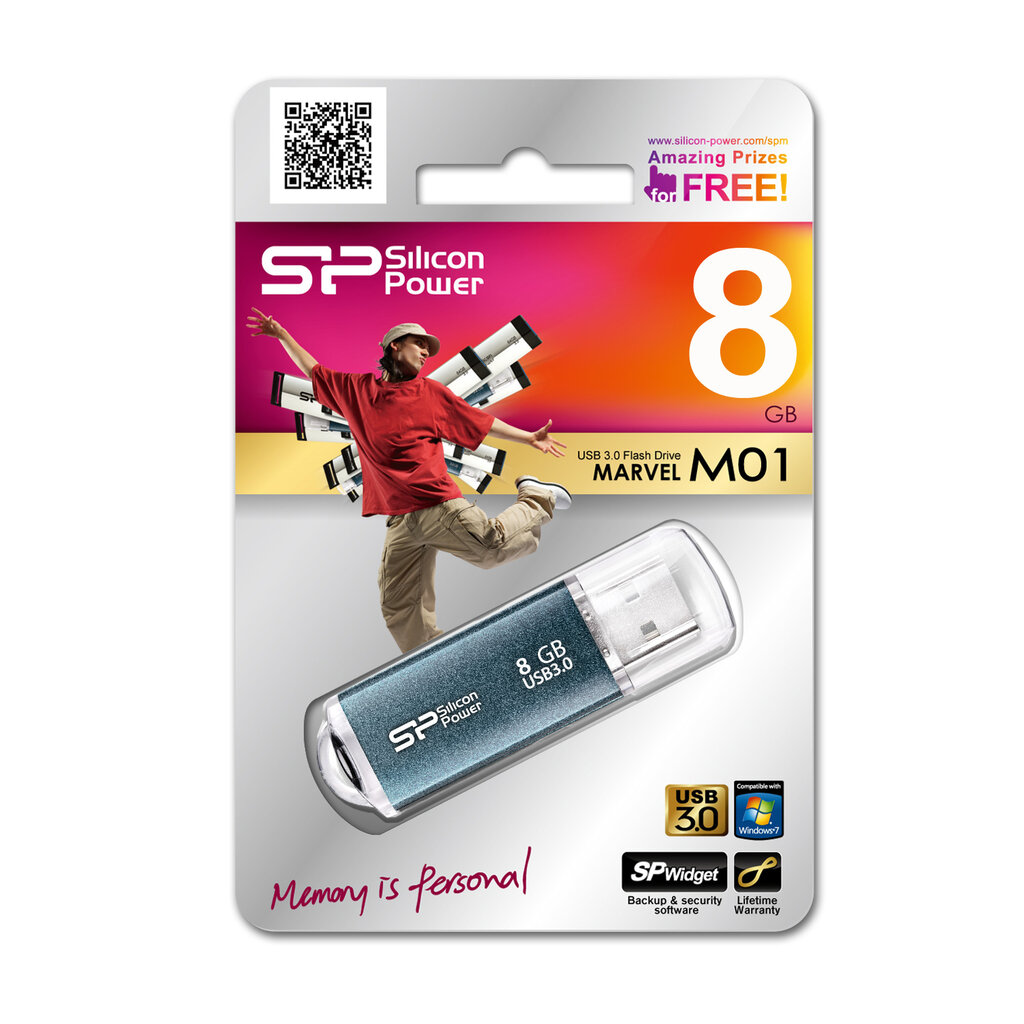 Atmintinė Silicon Power Marvel M01 8GB, USB 3.0 kaina ir informacija | USB laikmenos | pigu.lt