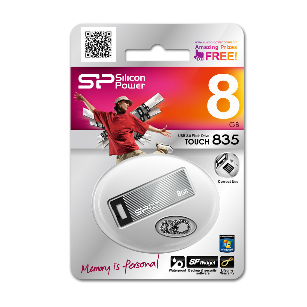 Atmintinė Silicon Power Touch 835 8GB, USB 2.0 цена и информация | USB laikmenos | pigu.lt
