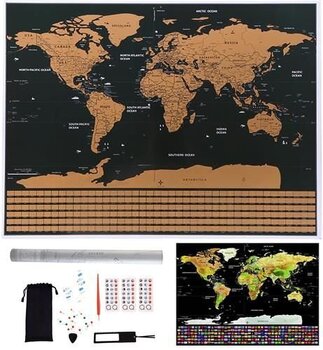 Стираемая карта мира с флагами и наклейками, 82x59 см. цена и информация | Карты мира | pigu.lt