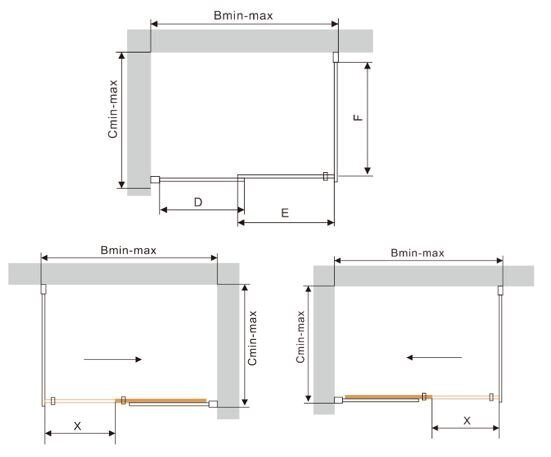 Dušo kabina Mexen Omega, 8 mm, 130x70,80,90,100, gold цена и информация | Dušo kabinos | pigu.lt