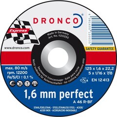 Pjovimo diskas Dronco A46R T41 (125 x 1,6 x 22,2) kaina ir informacija | Dronco Santechnika, remontas, šildymas | pigu.lt