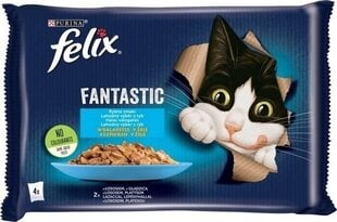 Nestle FELIX .4x85g Fantastinis žuvies skonis su daržovėmis, želė lašiša su cukinijomis, upėtakis su šparaginėmis pupelėmis / 12 kaina ir informacija | Konservai katėms | pigu.lt