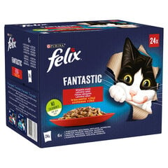 Felix Fantastic со вкусом курицы, говядины, кролика, баранины, 24x85 г цена и информация | Консервы для кошек | pigu.lt