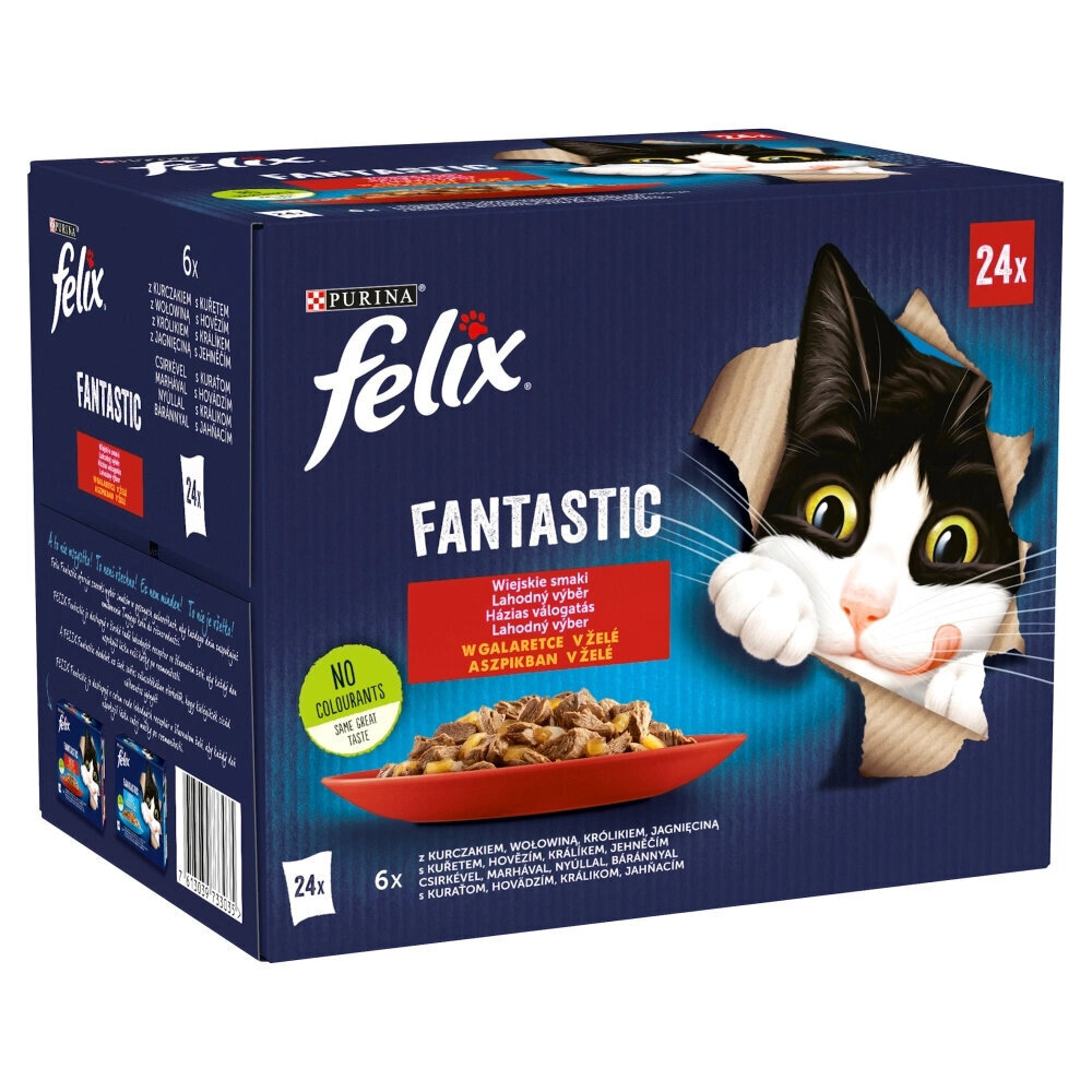 Felix Fantastic vištienos, jautienos, triušienos, ėrienos skonio, 24x85 g цена и информация | Konservai katėms | pigu.lt