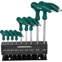 Komplektas Torx su rankena (9 vnt.) H10MT09S Jonnesway kaina ir informacija | Mechaniniai įrankiai | pigu.lt