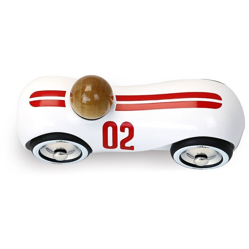 Medinis vintažinis Streamline lenktyninis automobilis, Vilac, baltos spalvos kaina ir informacija | Žaislai kūdikiams | pigu.lt