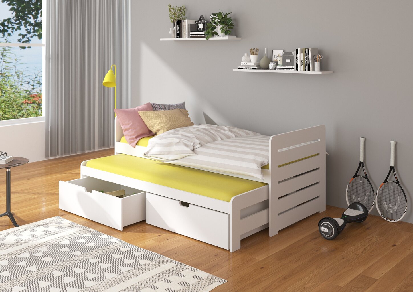 Vaikiška lova ADRK Furniture Tomi 180x80, balta kaina ir informacija | Vaikiškos lovos | pigu.lt
