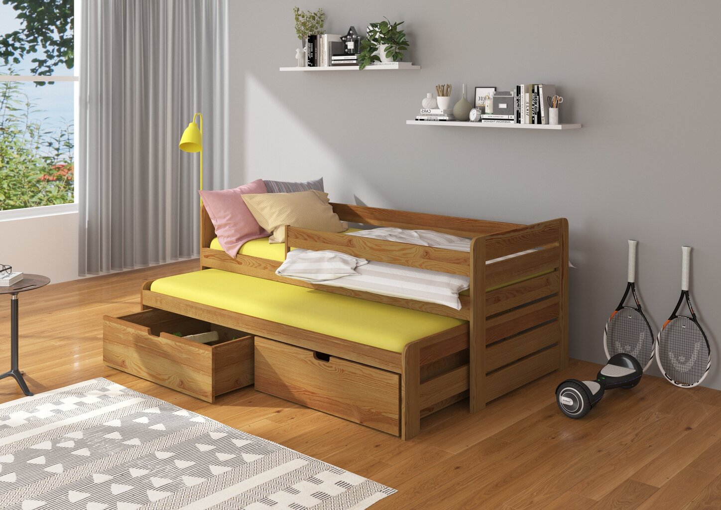 Vaikiška lova ADRK Furniture Tomi 05 180x80 su šonine apsauga, ruda kaina ir informacija | Vaikiškos lovos | pigu.lt