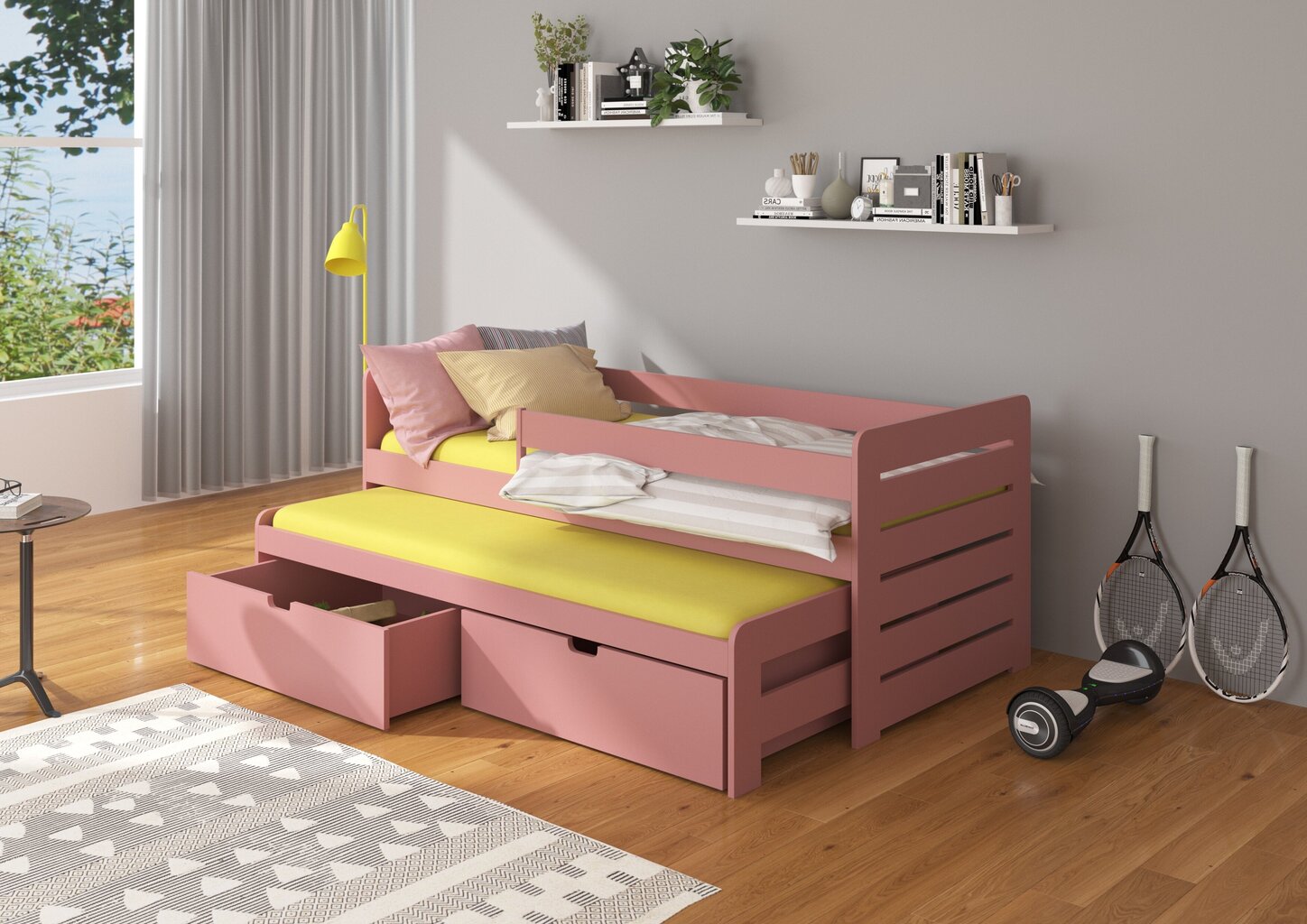Vaikiška lova ADRK Furniture Tomi 180x80 su šonine apsauga, rožinė цена и информация | Vaikiškos lovos | pigu.lt