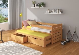 Vaikiška lova ADRK Furniture Tomi 200x90 su šonine apsauga, ruda kaina ir informacija | Vaikiškos lovos | pigu.lt