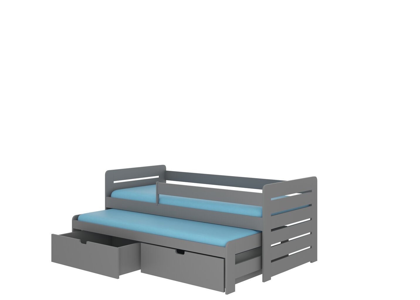 Vaikiška lova ADRK Furniture Tomi 200x90 su šonine apsauga, pilka kaina ir informacija | Vaikiškos lovos | pigu.lt