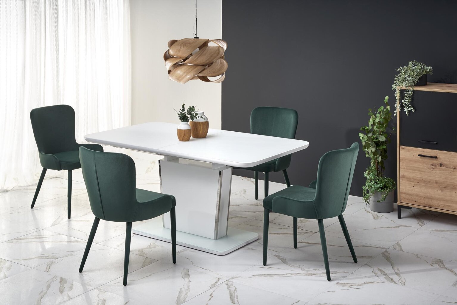Išskleidžiamas stalas Halmar Bonari, baltas kaina ir informacija | Virtuvės ir valgomojo stalai, staliukai | pigu.lt
