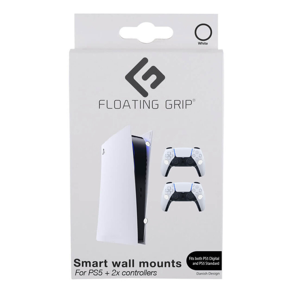 Floating Grip PS5+pultelių sieninio laikiklio rinkinys, baltas цена и информация | Žaidimų kompiuterių priedai | pigu.lt