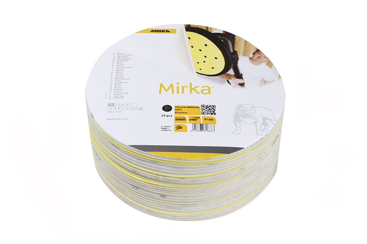Šlifavimo popierius lubų ir sienų šlifuokliui Mirka P60 225 mm, 25 vnt цена и информация | Šlifuokliai | pigu.lt