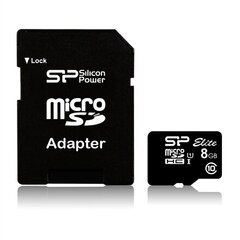 Silicon Power 8GB, Micro SDHC UHS-I, Class 10 SD Adapter, SDR 50 mode (DDR 50), retail цена и информация | USB накопители | pigu.lt