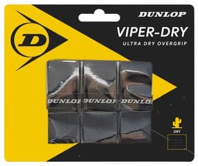 Raketės virš. apvija Dunlop VIPERDRY 3vnt. Juoda kaina ir informacija | Dunlop Lauko tenisas | pigu.lt