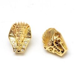 Intarpas žalvarinis Faraonas aukso sp. su crystal sp. cirkonio akutėmis, 14x11x10mm kaina ir informacija | Papuošalų gamybai, vėrimui | pigu.lt